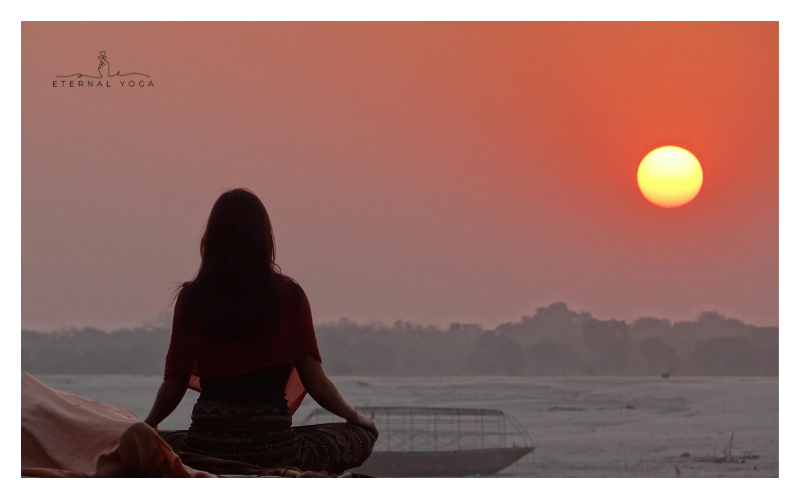 a lady doing evening yoga pose