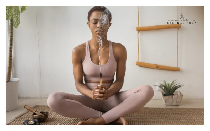 a women doing meditation