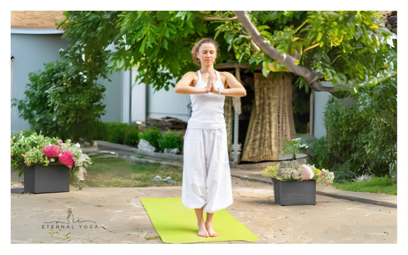 Sun salutation prayer pose