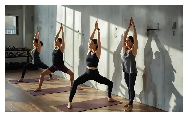 yoga in front of wall